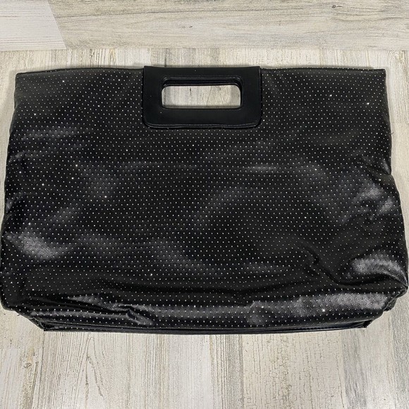 Victoria's Secret Women's Black Sparkly Hand Bag Tote Snap Closure Clutch Large - Picture 1 of 6